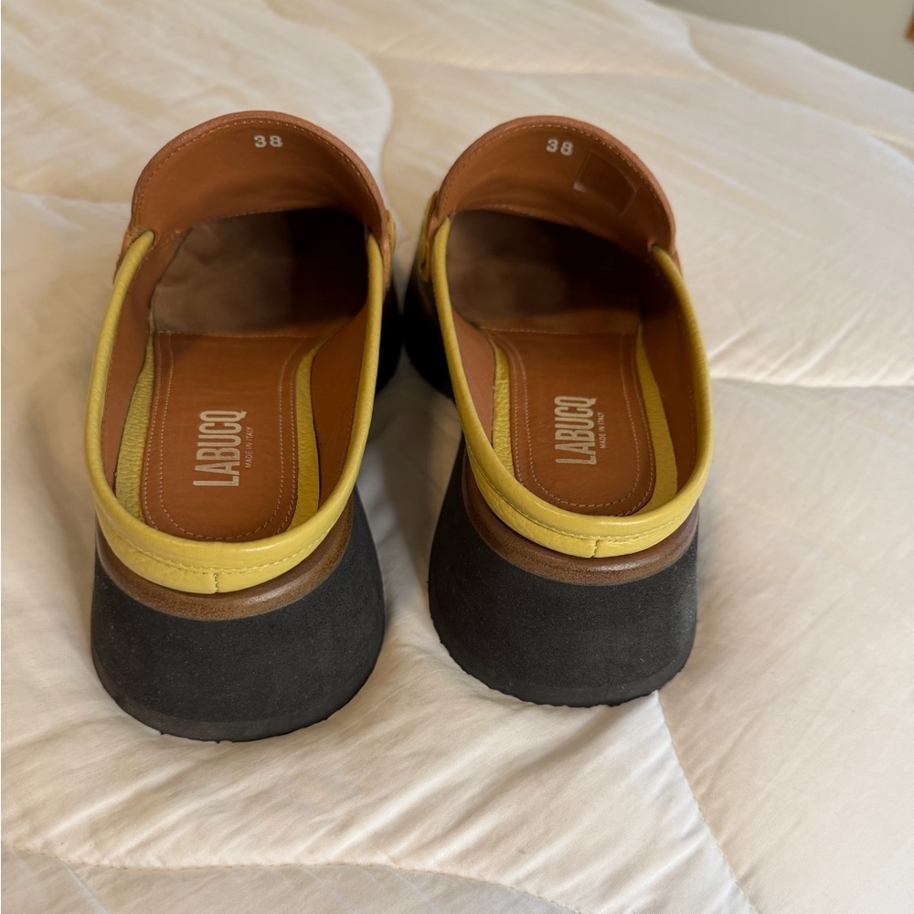 Labucq Koko Moc Loafer Mules Women’s Size 38 Salvia Green Leather w/ Whipstitch - Picture 5 of 8